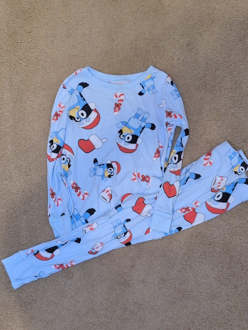 Kids Light Blue Candy Cane Pajama Set